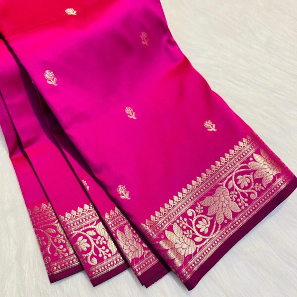 Magenta Pink Banarasi Soft Silk Booti Saree