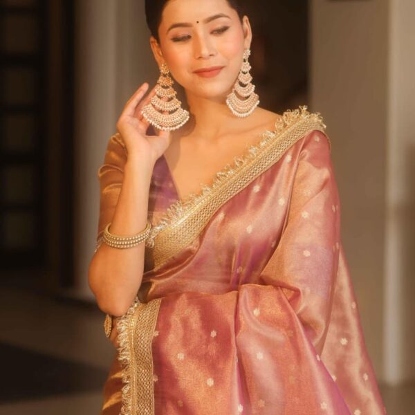 Roopvati Light Wine Banarasi Tissue Silk Saree