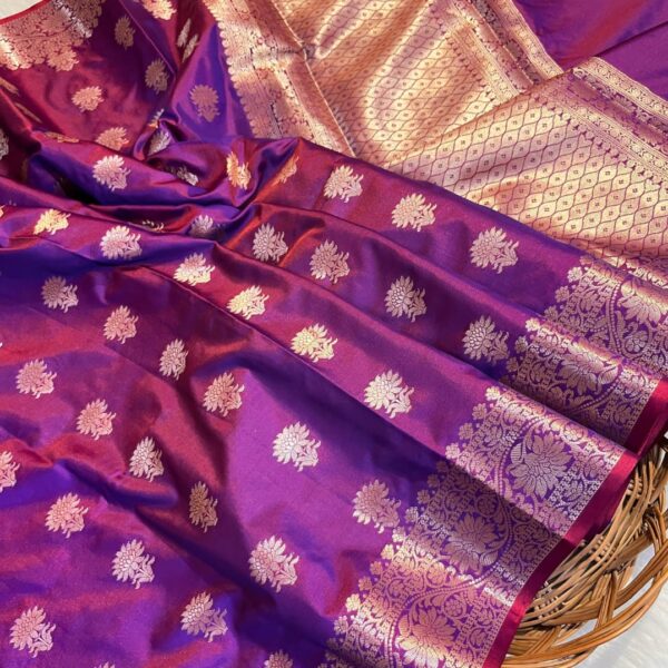 ROYAL PURPLE GULMOHAR ZARI SOFT SILK SAREE