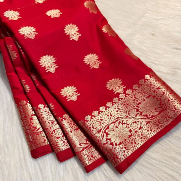 SACRED RED GULMOHAR ZARI SOFT SILK SAREE