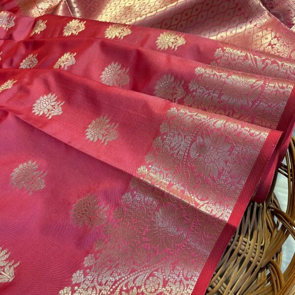 ROSE PINK GULMOHAR ZARI BANARASI SOFT SILK SAREE