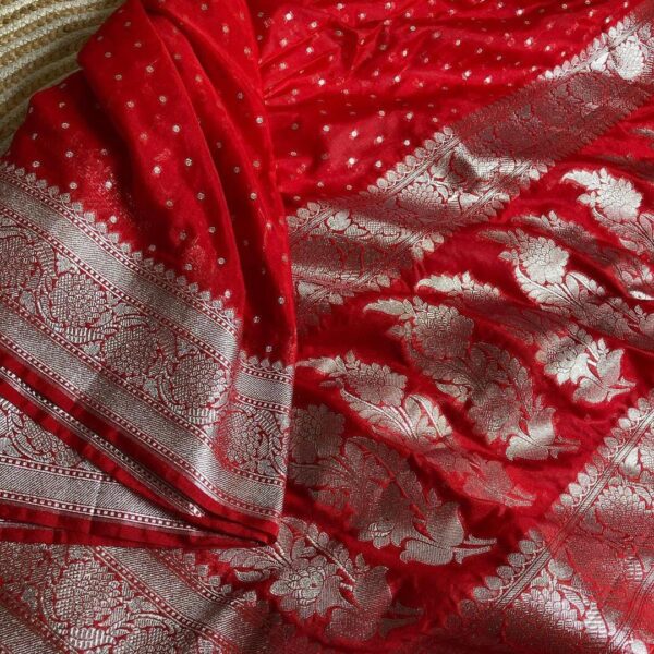 Crimson Glow Banarasi Khaddi Georgette Saree