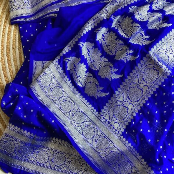 Midnight Blue Banarasi Khaddi Georgette Saree