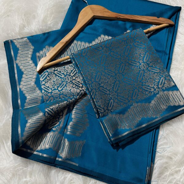 Heitage Royal Teal Semi Katan Silk Saree
