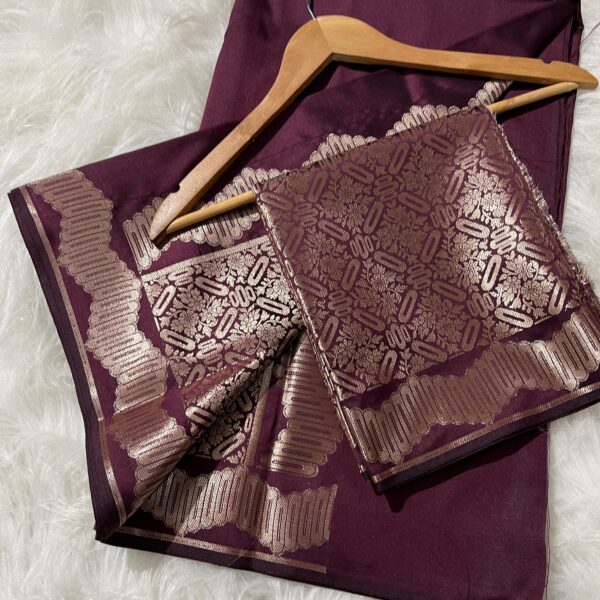 Heritage Orchid Wine Royal Semi Katan Silk Saree”