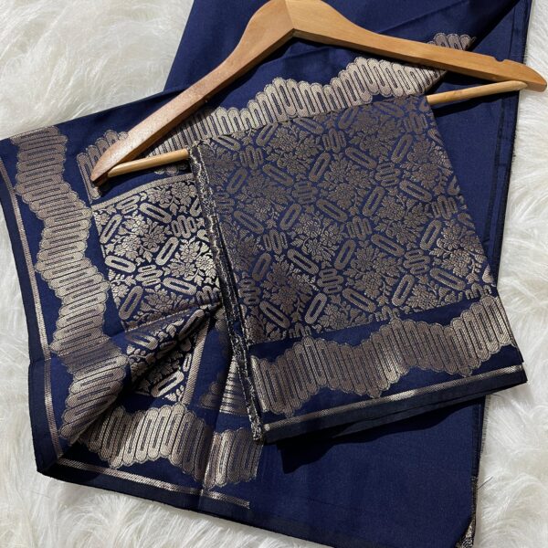 Heritage Blue Royale Semi Katan Silk Saree