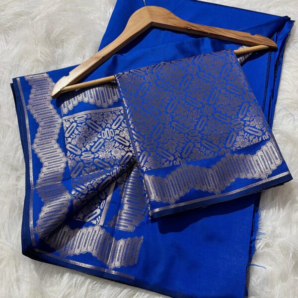Heritage Blue Semi Katan Silk Saree