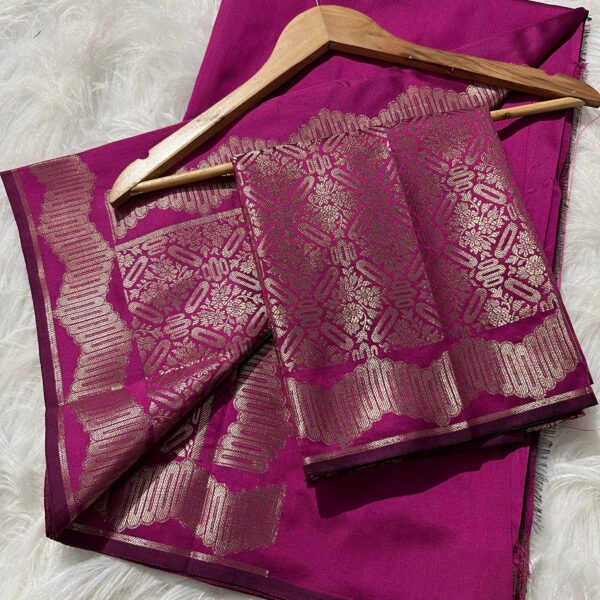 Heritage Magenta Glow Semi Katan Silk Saree