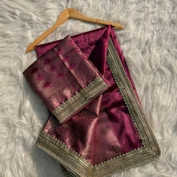 Noor-e-Riwaayat | Blush Rose Premium Tissue Silk Saree