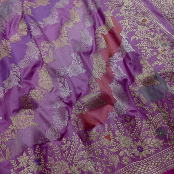 BNS Royal Rangrekha Kadhuwa Pure Katan Silk Saree – Orchid Purple Grace